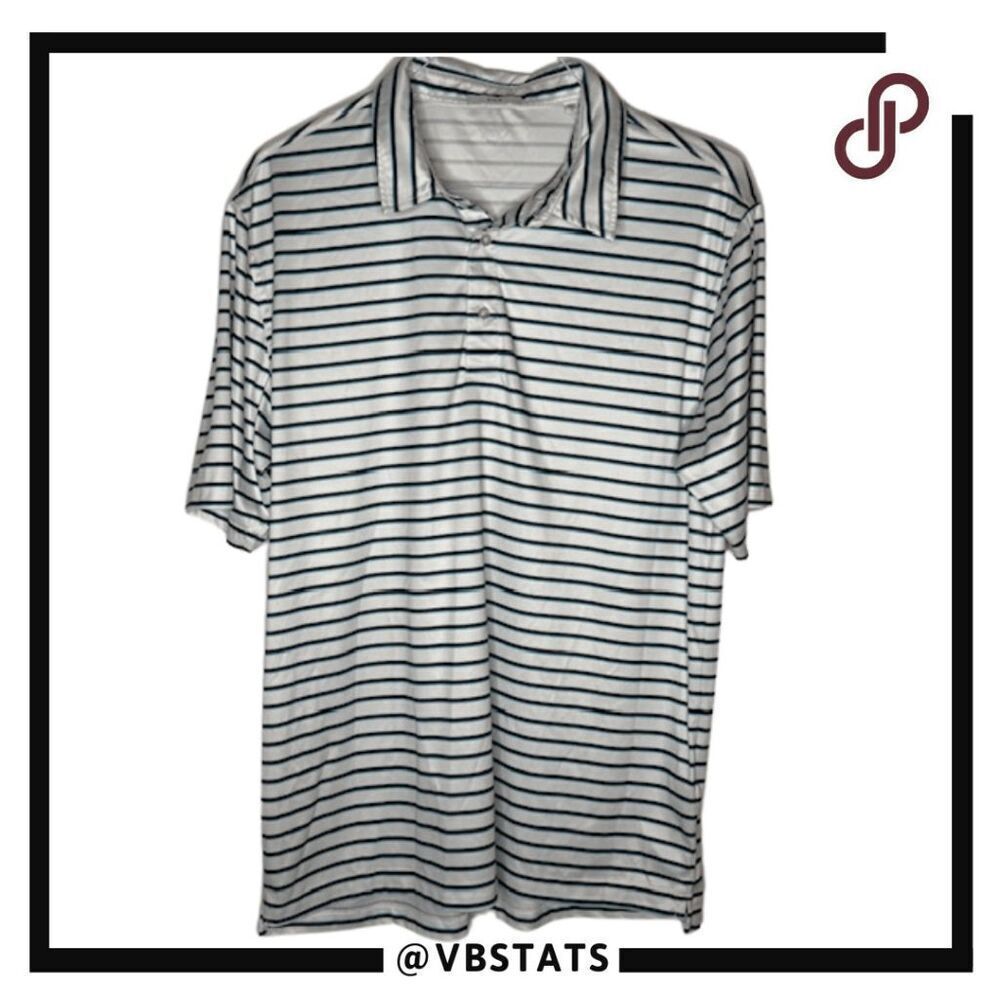 AUR Men's Striped Short Sleeve Performance Golf Polo Shirt White Black‎ Large